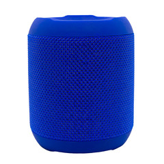 Blue vertical portable speaker bluetooth isolated on a white background