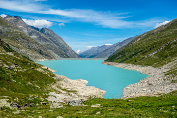 Naklejka na ściany i meble Mattmark lake in the canton of Valais southwestern part of Switzerland