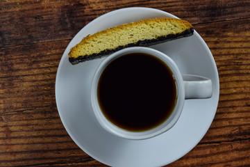 coffee with  chocolate biscotti