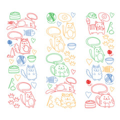 Vector pattern with cute little cats and kittens for children.