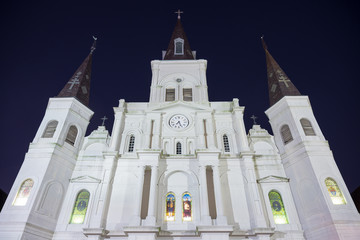 New Orleans: St Louis Cathedral by night.