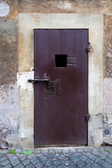 Antique brown metal door