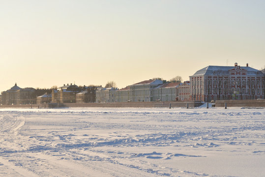 View of University Embankment in Saint Petersburg.