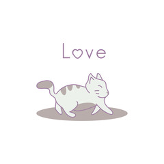 Illustration hand drawn cat walking vector eps 10