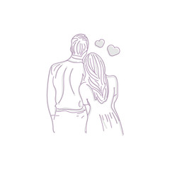 Sketch line art romantic couple for greeting card or wallpaper vector eps 10