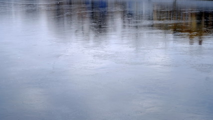  The first ice on the river. Winter background for your design.