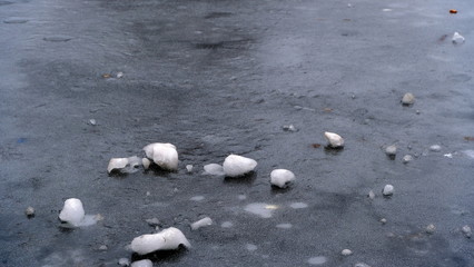  The first ice on the river. Winter background for your design.