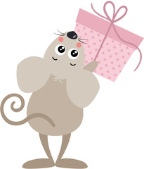 Fototapeta premium Cute mouse offering a gift