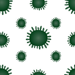 Virus seamless pattern, bacterium of green color. Isolated background. Vector abstraction. COVID-19. The idea for the design of a medical article, educational literature, cover. Endless ornament.