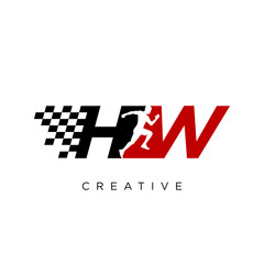 hw  run logo design vector icon
