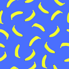Seamless pattern with bright yellow bananas. Suitable for background, printing, fabric. Bright positive colors.