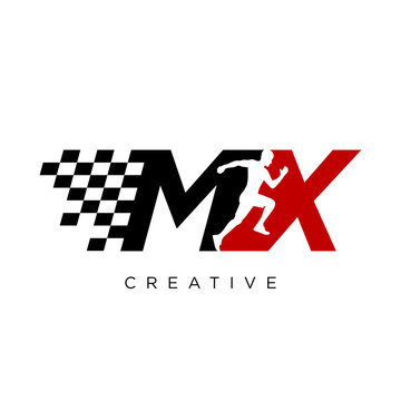mx run logo design vector icon