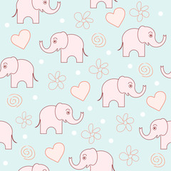 Pink Elephant. Seamless pattern for kids. Cartoon