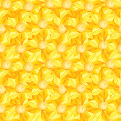 Seamless watercolour sunflowers pattern. Yellow illustration collage of repeating elements