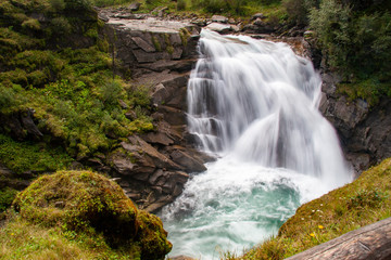 Velvet mountain waterfall in the Austrian Alps