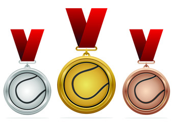 Vector tennis medals set