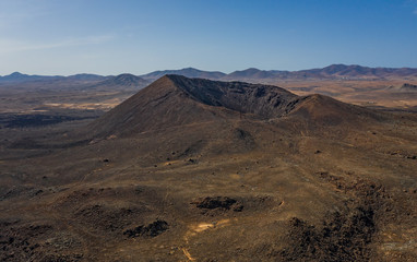 Fototapeta na wymiar aerial drone view on volcano Caldera Los Arrabales, fuerteventura, canary islands, Spain. October 2019