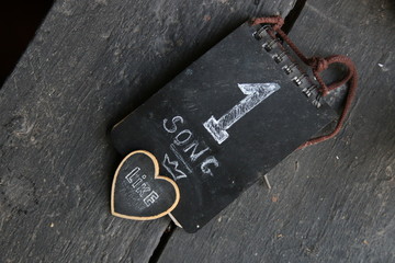 Song number one, inscription and a heart with the inscription - Like. 