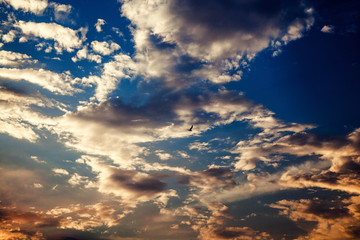 Clouds formation on the sky at sunset