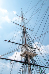 Fototapeta premium Tall ship mast on an old war ship