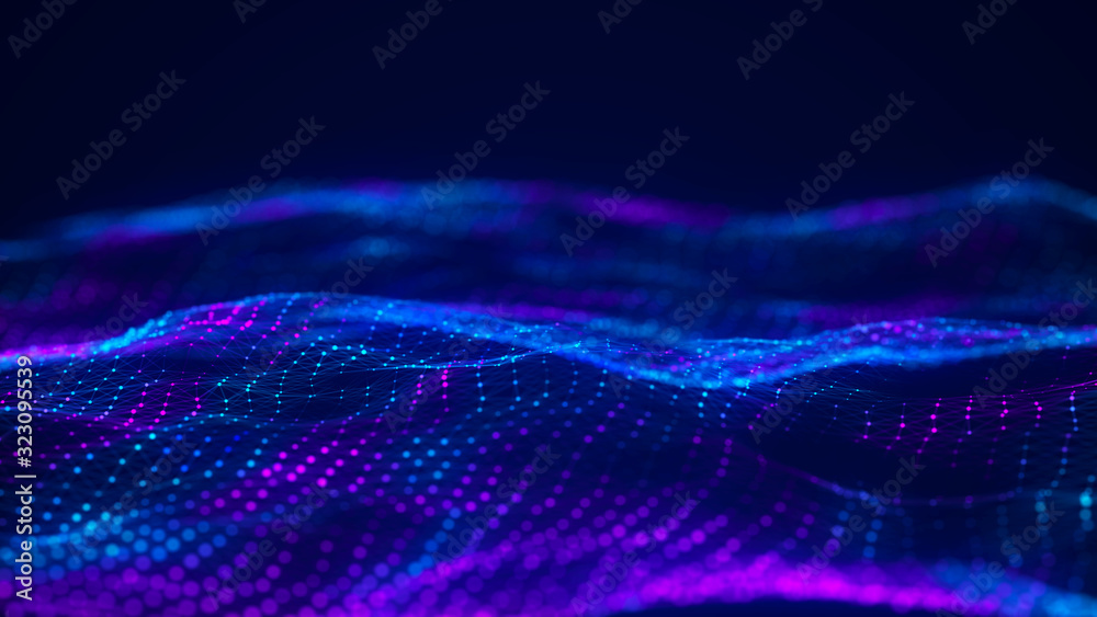 Fototapete Network connection dots and lines. Technology background. Plexus. Big data background. 3d rendering.