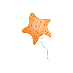 Digital texture bright illustration orange air starlet ball for baby decoration. Print for cards, banners, posters, fabrics, web, wrapping paper.