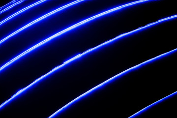 Blue led lights on a spherical structure