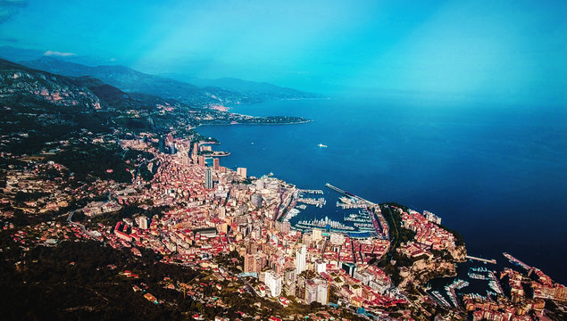 Aerial panoramic view of Monaco Monte Carlo French Riviera © Chris M