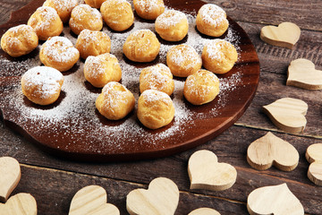 Fresh Mini Cream Puffs. Cream biscuit bakery with cream