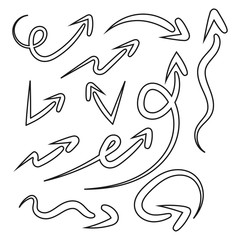 Set of arrow doodle on white background