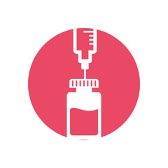 Fototapeta premium syringe and medication bottle, block style icon