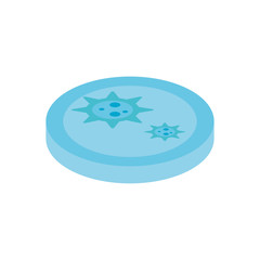 Petri dish with bacteria, flat style icon