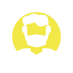 man with mouth mask, block style icon