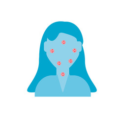 woman with varicella, flat style icon