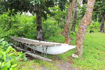 Outrigger canoe, Trobriand Islands, Papua New Guinea, Melanesia, Archipelago, tropical island,...