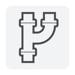 Pipe vector icon. Connection by flange fitting. Part for pipeline construction to transportation water, oil and gas. Also for water supply infrastructure, wastewater treatment, plumbing and irrigation