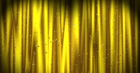 Golden Merry Christmas background with golden stars and color confetti. Walpaper Valentine's day. 3d render