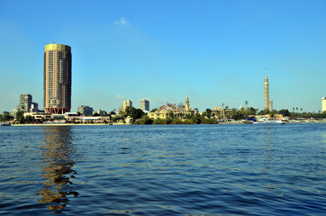 Fototapeta na wymiar View from the boat on Nile river in Cairo