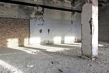 Abandoned concrete hall