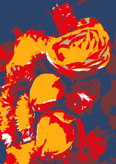 Fototapeta premium Bouquet with roses, cutouts, collage