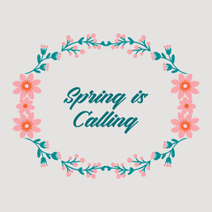 Cute pattern of leaf and floral frame, for spring calling greeting card wallpaper design. Vector