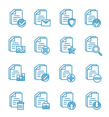 Set of document icons with outline style.
