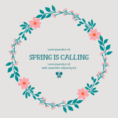 Cute pattern of leaf and floral frame, for spring calling greeting card wallpaper design. Vector