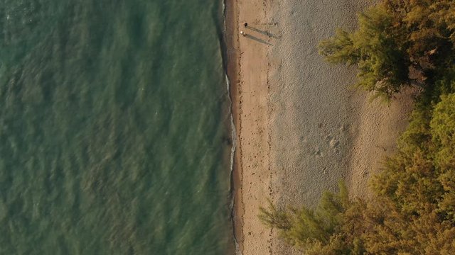 4k cinematic b-roll drone shot of flying above Pantai Puteri, famous beach at Melaka, Malaysia. 