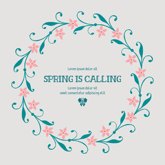 Modern pattern of leaf and wreath frame, for spring calling poster template. Vector