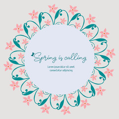 Obraz premium Simple frame design with leaf and floral, for spring calling greeting card design. Vector