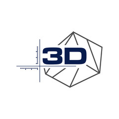 Abstract 3d modeling polygonal wireframe logo vector geometric shape design element