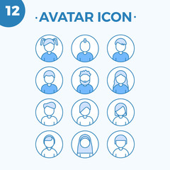 12 icon avatar set in line style. Modern group of person icon illustration for website, apps, or design.