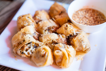 deep fried spring roll and sweet sauce