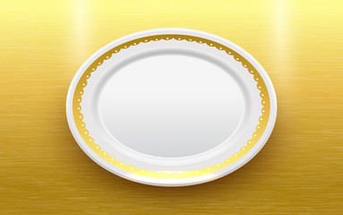 dish on the gold plate background	
